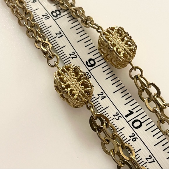 Vintage Emmons Gold Tone Tassel Pendant Chain Necklace - Picture 12 of 16